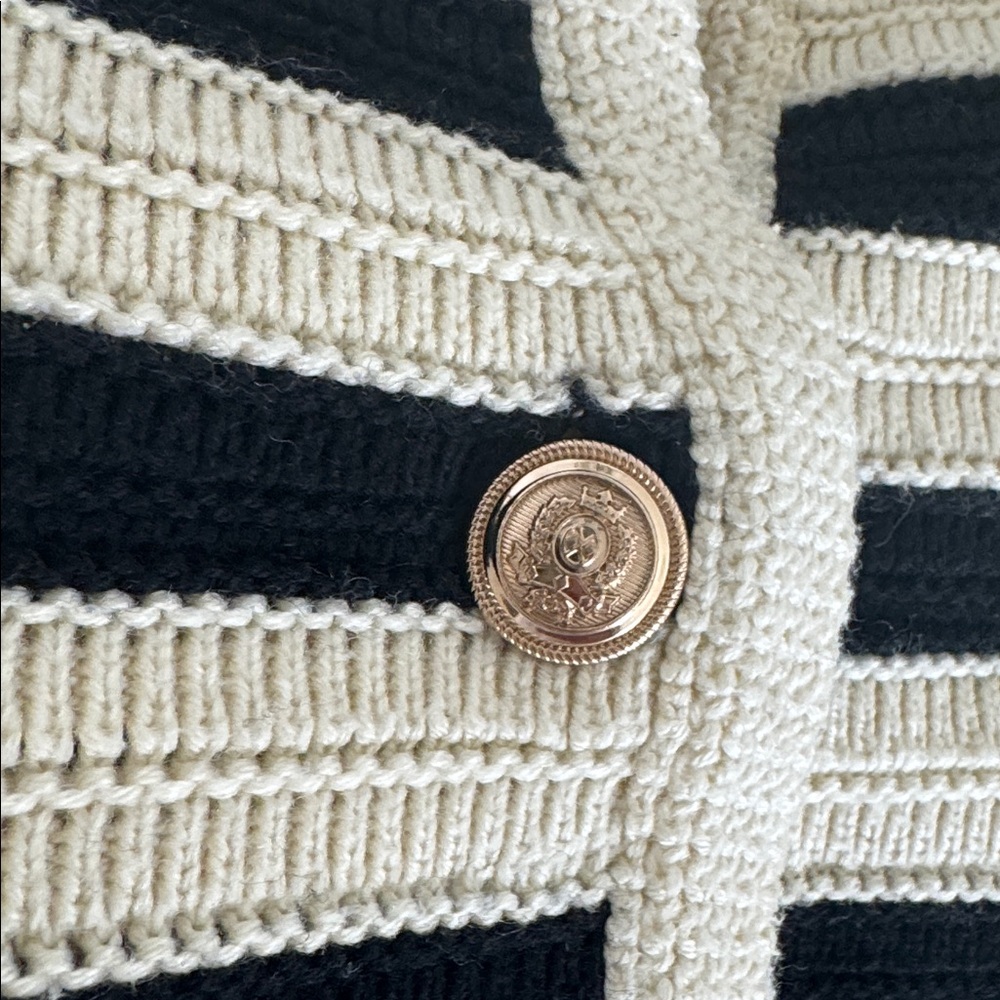 Black and Cream Striped Cardigan - Picture 7 of 9